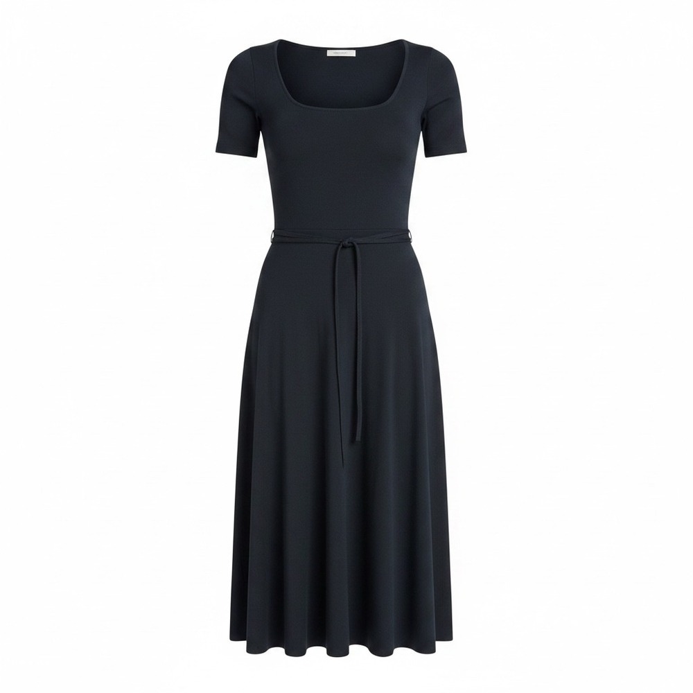 Vince Cotton Jersey Midi Dress sz L Charcoal Gray minimalist‎ quiet luxury 90s